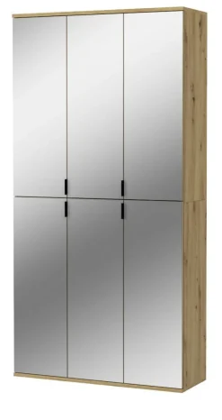 Garderobenschrank Schuhschrank Eiche mit Spiegel 6 Türen Mehrzweckschrank Line-Up