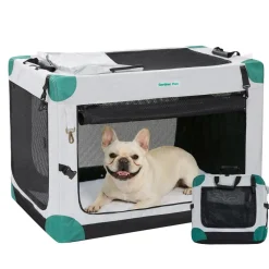 Gardner Pet faltbare Hundetransportbox L (66x48x48cm) - Grau, bis 15 kg, inkl