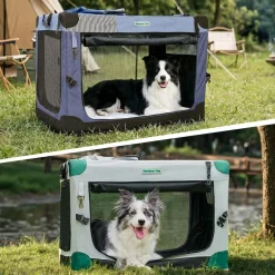 Gardner Pet faltbare Hundetransportbox L (66x48x48cm) - Grau, bis 15 kg, inkl