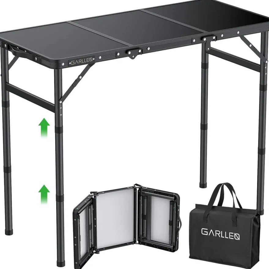 Garllen Campingtisch klappbar, 87x40cm, 3 einstellbare Höhen (26/48/70cm)