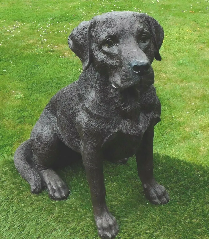 Gartenfigur Hund Labrador 52cm sitzend schwarz 2274 Garten lebensecht Figur