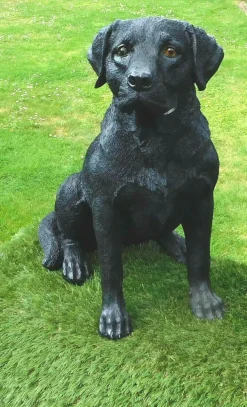 Gartenfigur Hund Labrador 52cm sitzend schwarz 2274 Garten lebensecht Figur