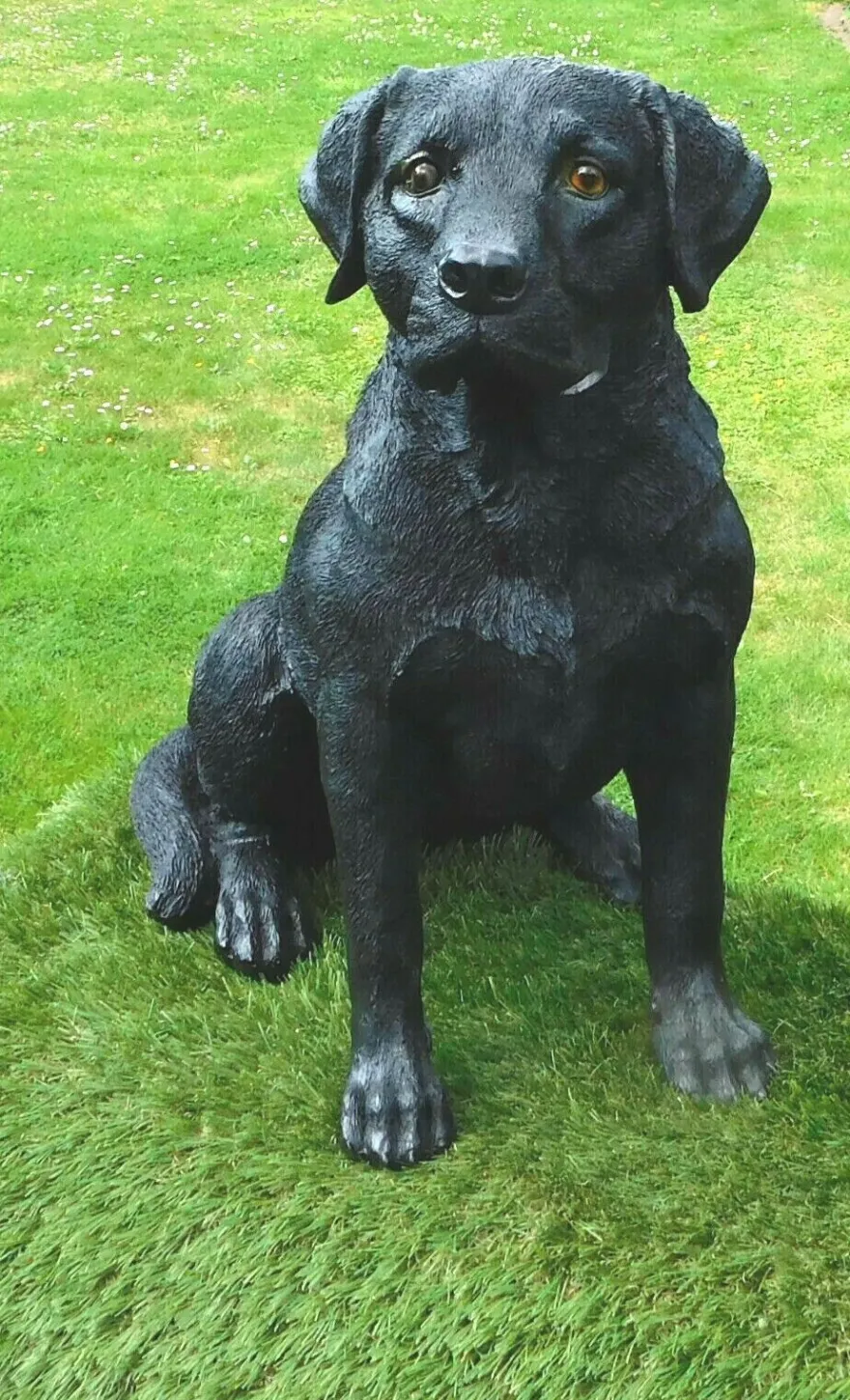 Gartenfigur Hund Labrador 52cm sitzend schwarz 2274 Garten lebensecht Figur
