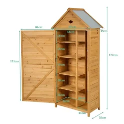 Gartenschrank Holz, Gerätehaus, Geräteschuppen Werkzeugschrank Garten, 177x80x45cm