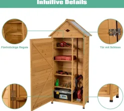 Gartenschrank Holz, Gerätehaus, Geräteschuppen Werkzeugschrank Garten, 177x80x45cm