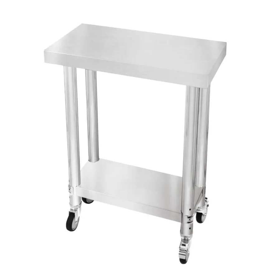 Gastro Edelstahl Arbeitstisch Vorbereitungstisch Küchentisch Mobil 60cm x 30cm