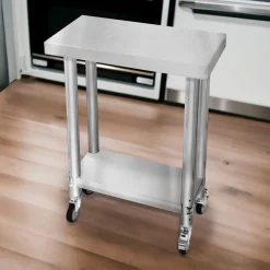 Gastro Edelstahl Arbeitstisch Vorbereitungstisch Küchentisch Mobil 60cm x 30cm