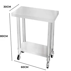 Gastro Edelstahl Arbeitstisch Vorbereitungstisch Küchentisch Mobil 60cm x 30cm