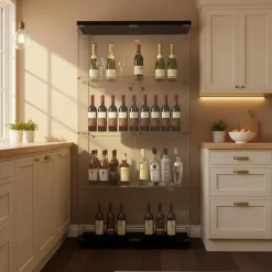 Gawyoex Standvitrine aus Glas, 164.5cm hoch, 2 Türen, 4 Einlegeböden