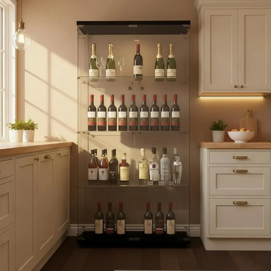 Gawyoex Standvitrine aus Glas, 164.5cm hoch, 2 Türen, 4 Einlegeböden