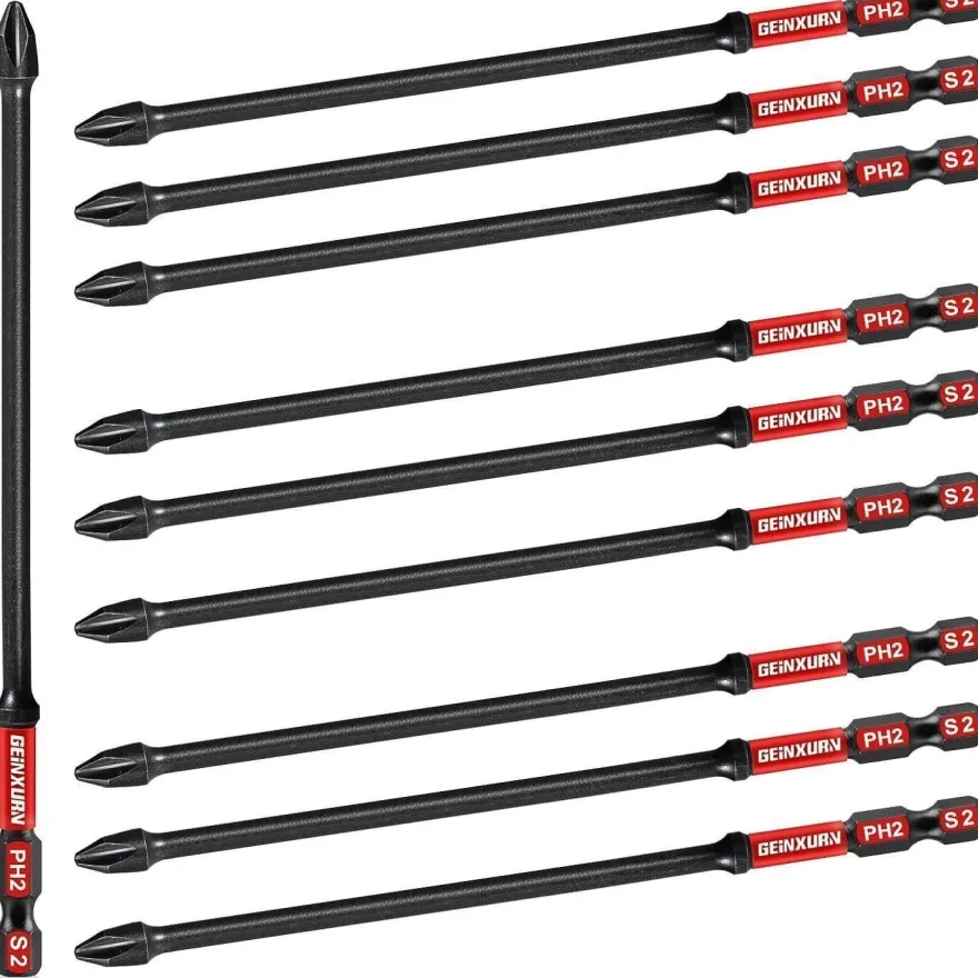 Geinxurn PH2 Schrauber Bit Set, 10x 150mm, Magnetisch, Schlagfest, 1/4 Zoll