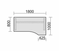 Gera PC-Schreibtisch Bürotisch C Fuß Flex rechts 1800x800/1000x720cm ahorn buche