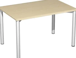 Gera Schreibtisch Bürotisch 4 Fuß Flex 1200x800x720 mm ahorn buche lichtgrau weiß