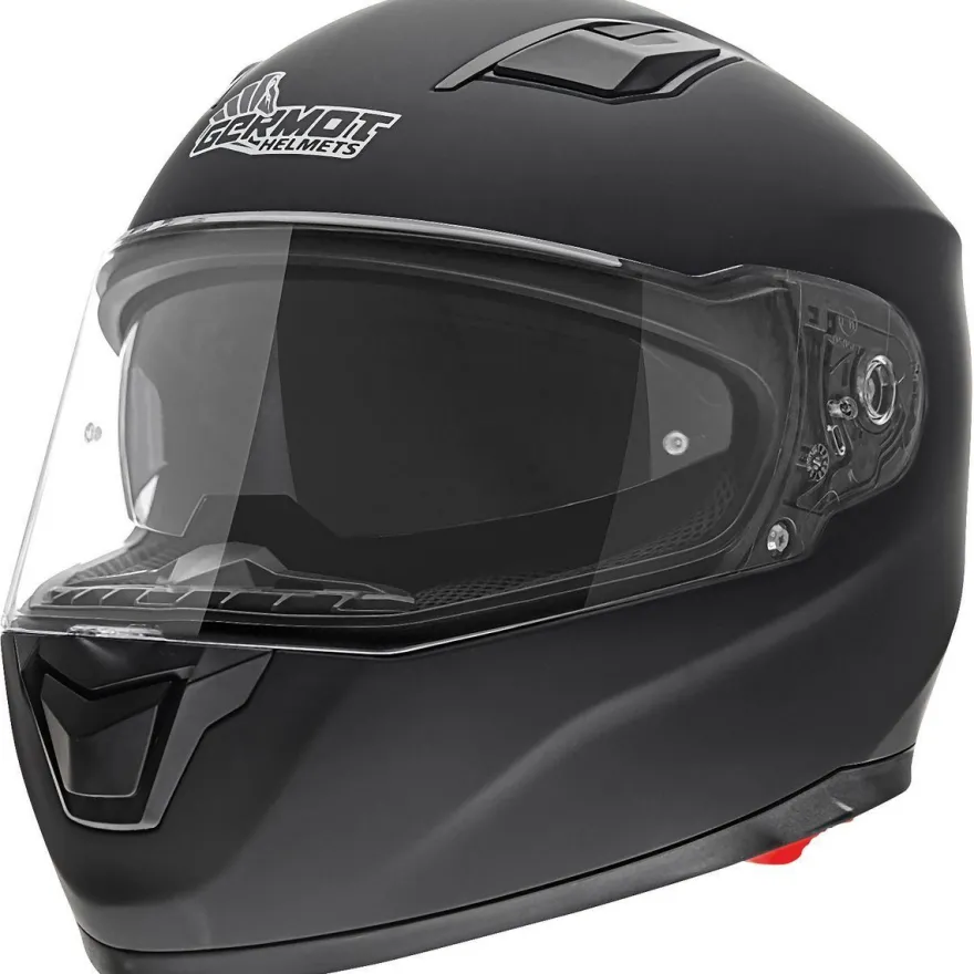Germot Motorrad Helm GM 330 Integralhelm mit integriertem Sonnenvisier matt Black