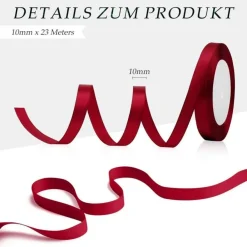 Geschenkband Satinband 10mm 22m Weinrot Weihnachten Hochzeit Geburtstag