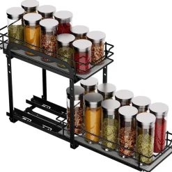 Gewürzregal Ausziehbar 2 Etagen Schrank Organizer Küche höhenverstellbar