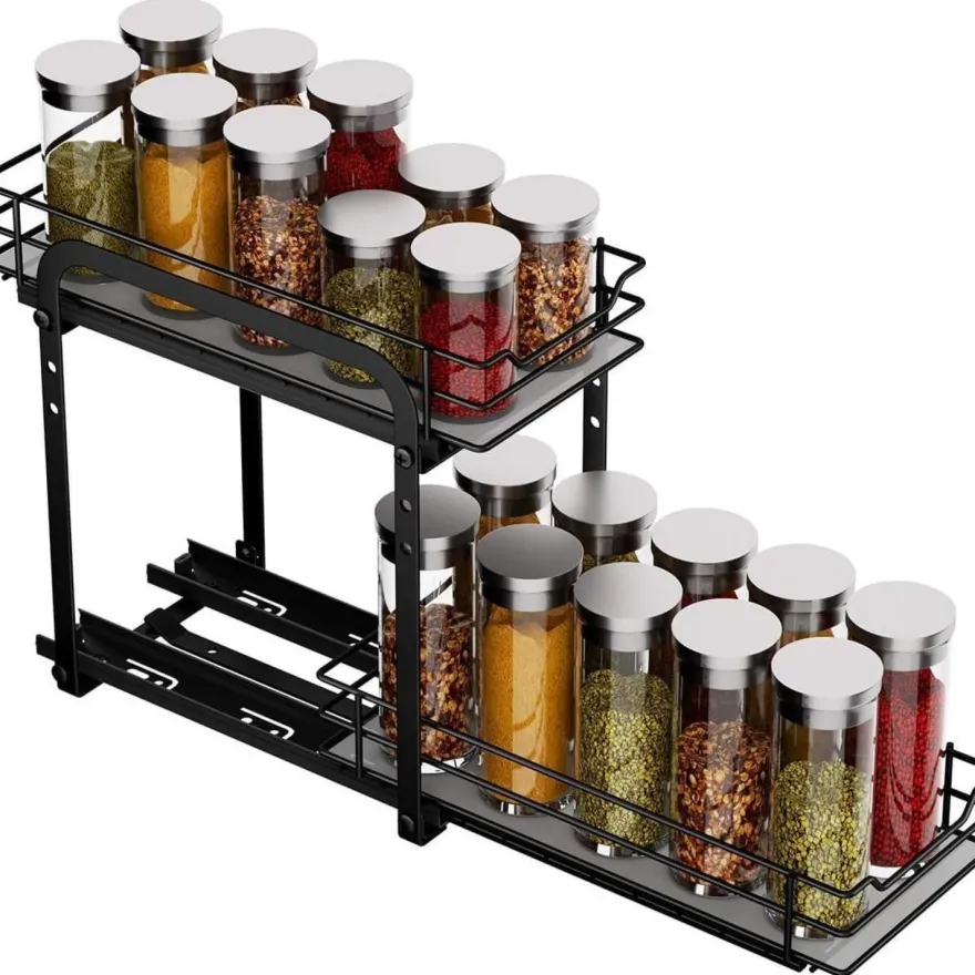 Gewürzregal Ausziehbar 2 Etagen Schrank Organizer Küche höhenverstellbar