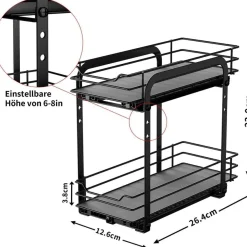 Gewürzregal Ausziehbar 2 Etagen Schrank Organizer Küche höhenverstellbar