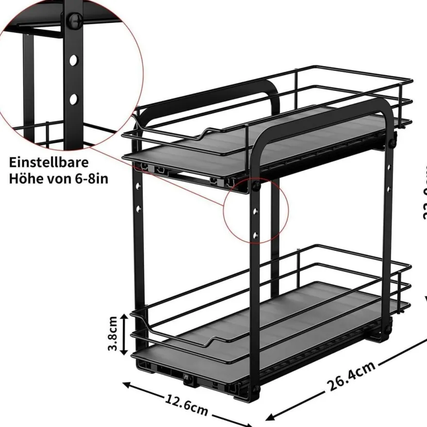 Gewürzregal Ausziehbar 2 Etagen Schrank Organizer Küche höhenverstellbar