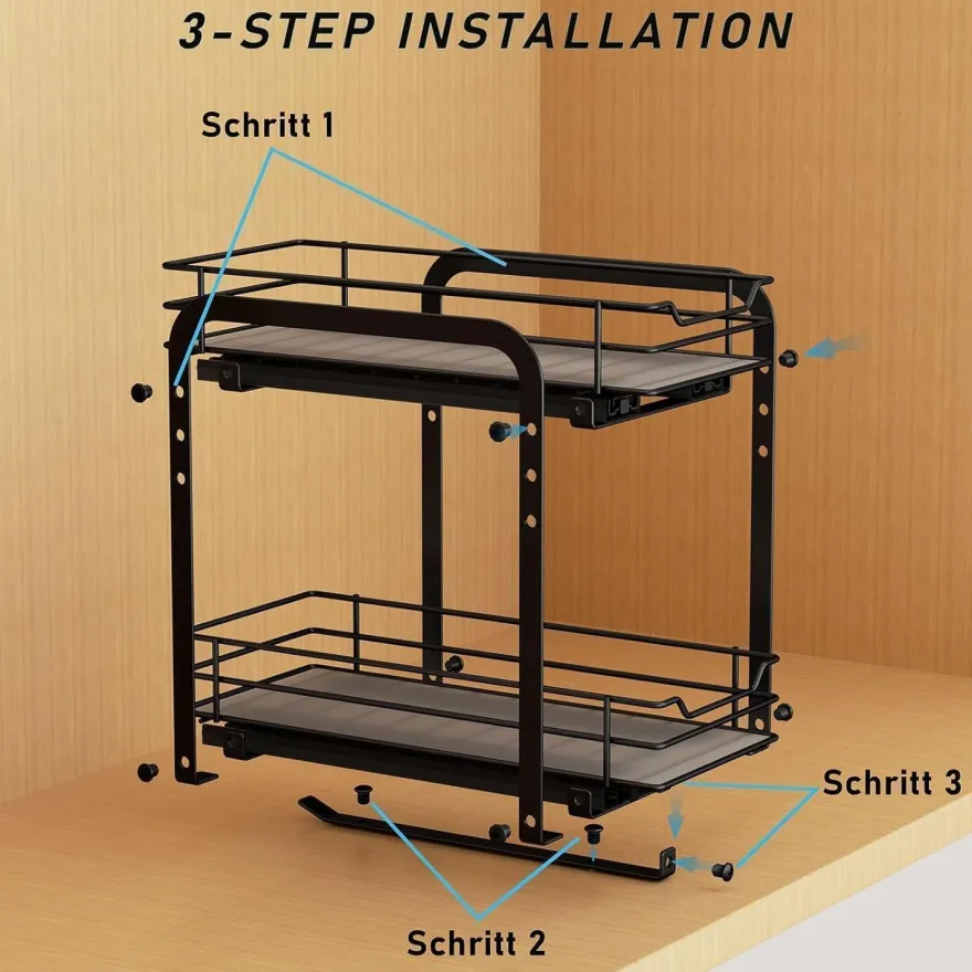 Gewürzregal Ausziehbar 2 Etagen Schrank Organizer Küche höhenverstellbar