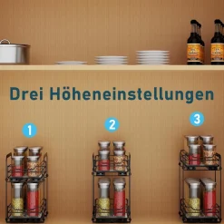 Gewürzregal Ausziehbar 2 Etagen Schrank Organizer Küche höhenverstellbar