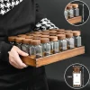 Gewürzregal Bambus Holz 24 Fächer 120ml-Gläser Organizer Etiketten Ständer
