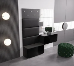 GF86 Flur Dielenmöbel Garderobenschrank Dielenschrank Schuhschrank Flurmöbel Spiegel
