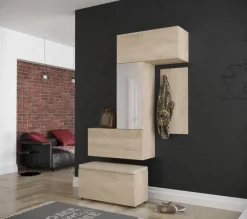 GF71 Flur Dielenmöbel Garderobenschrank Dielenschrank Schuhschrank Flurmöbel Spiegel