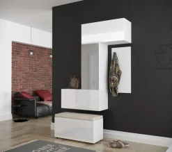 GF71 Flur Dielenmöbel Garderobenschrank Dielenschrank Schuhschrank Flurmöbel Spiegel