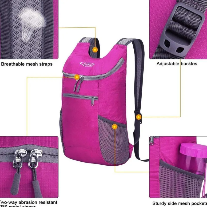 G4Free Ultraleichter 11L Faltbarer Rucksack für Reisen, Wandern, Radfahren