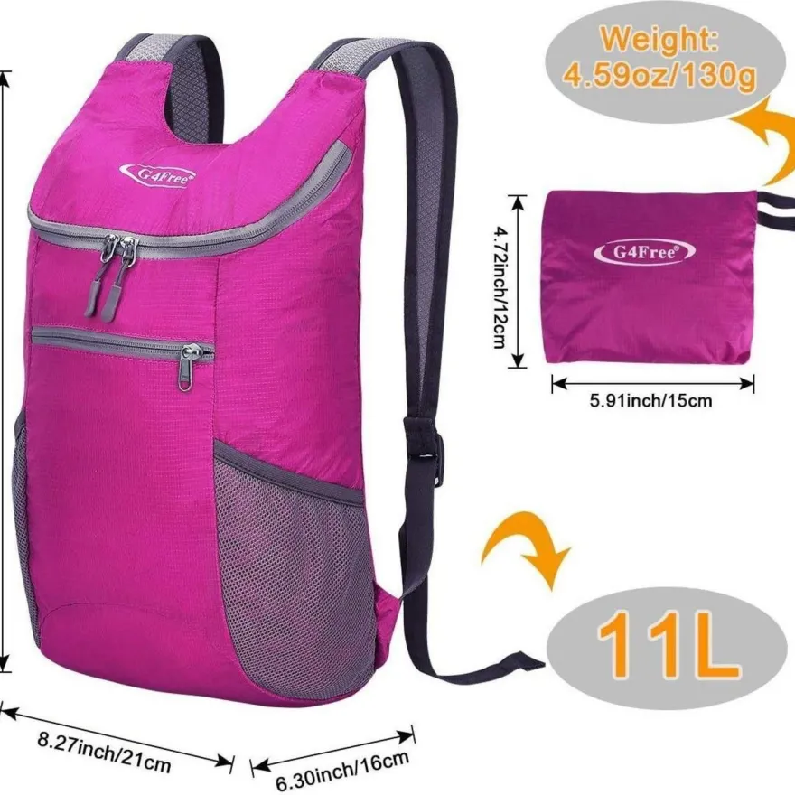 G4Free Ultraleichter 11L Faltbarer Rucksack für Reisen, Wandern, Radfahren