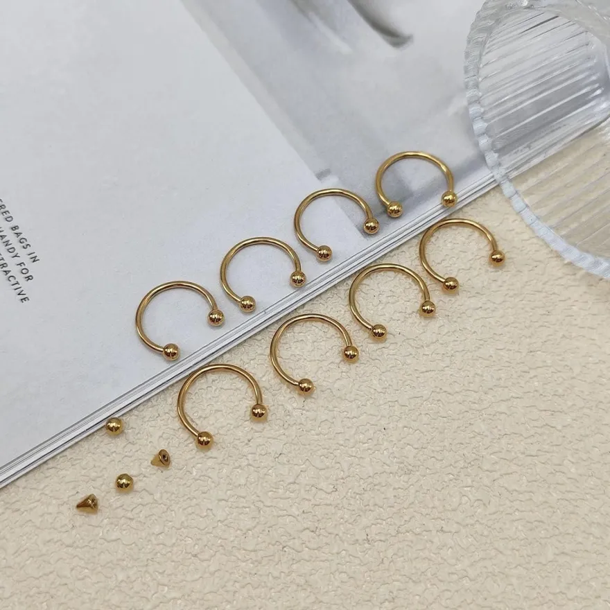 16G Hufeisen Ring Nasenlippen Helix Piercing Set Silber Schwarz Gold 6-14mm
