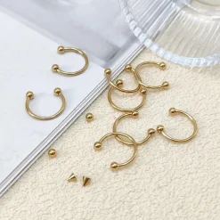 16G Hufeisen Ring Nasenlippen Helix Piercing Set Silber Schwarz Gold 6-14mm