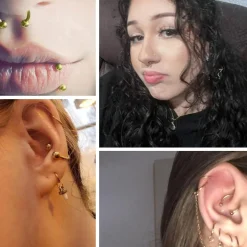16G Hufeisen Ring Nasenlippen Helix Piercing Set Silber Schwarz Gold 6-14mm
