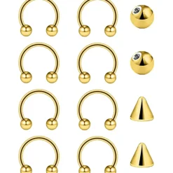 16G Hufeisen Ring Nasenlippen Helix Piercing Set Silber Schwarz Gold 6-14mm