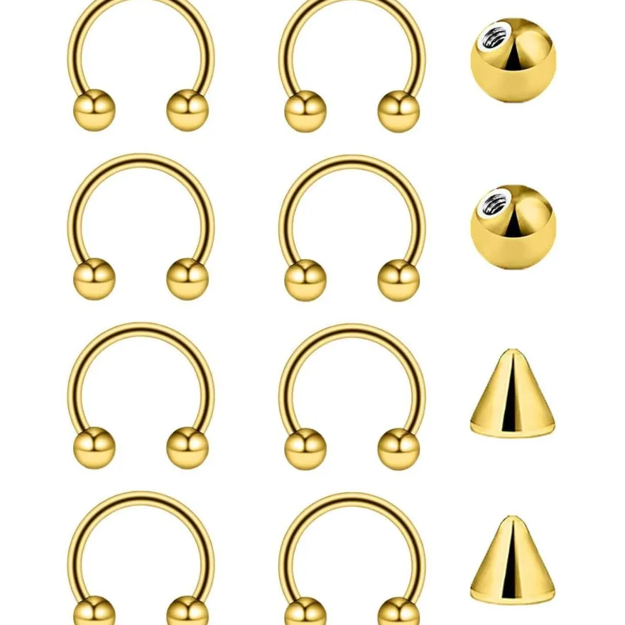 16G Hufeisen Ring Nasenlippen Helix Piercing Set Silber Schwarz Gold 6-14mm