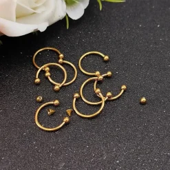 16G Hufeisen Ring Nasenlippen Helix Piercing Set Silber Schwarz Gold 6-14mm