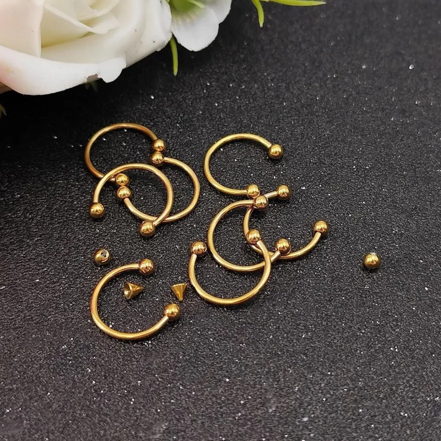 16G Hufeisen Ring Nasenlippen Helix Piercing Set Silber Schwarz Gold 6-14mm