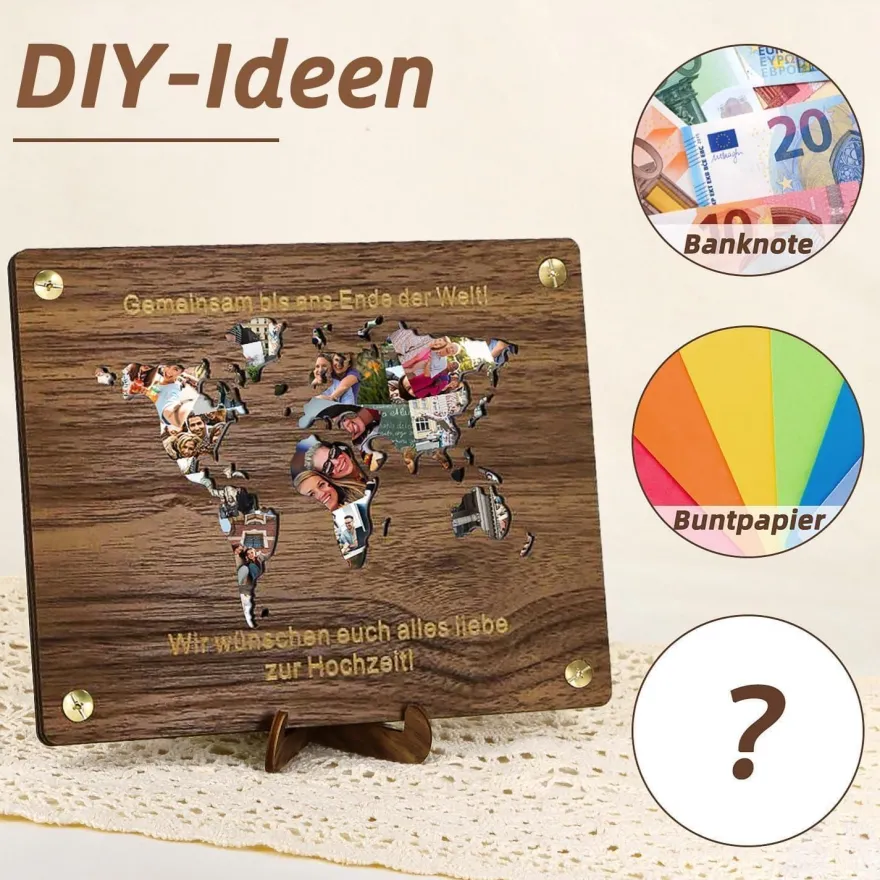 Giftota Geldgeschenk Hochzeit Weltkarte, Hochzeitsgeschenke für Brautpaar