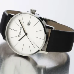 Gigandet Herrenuhr Minimalism Uhr Armbanduhr Leder Silber Schwarz G42-001