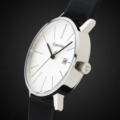 Gigandet Herrenuhr Minimalism Uhr Armbanduhr Leder Silber Schwarz G42-001