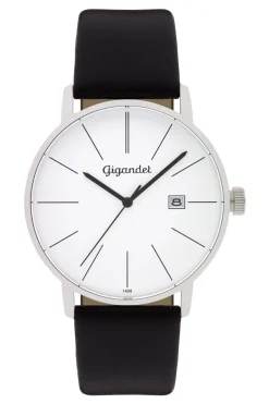 Gigandet Herrenuhr Minimalism Uhr Armbanduhr Leder Silber Schwarz G42-001