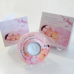 Gilde Teelichthalter Kerzen Leben Baby Kinder Geschenk Stern Kleeblatt Glas NEU