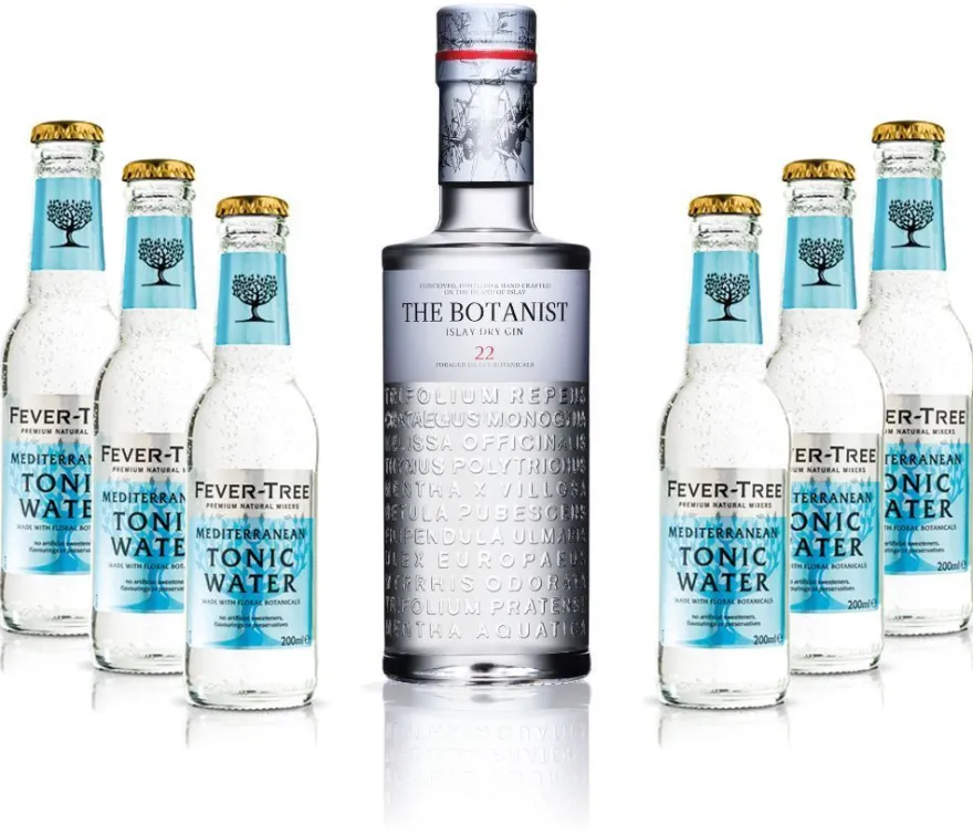 Gin Tonic Set - The Botanist Islay Dry Gin 0,7l 700ml (46% Vol) + 6x Fever Tree