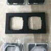 Gira E2 Schwarz Matt Doppel Steckdose mit Klappdeckel und Rahmen IP44 Set