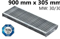 Gitterroststufe Treppenstufe Maße: 900x305 mm 30/30 mm S235JR (St37-2), im Vollbad