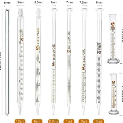 Glas Pipetten 6 Stücke Tropfpipetten mit Skala Lab Lebensmittel Medizin