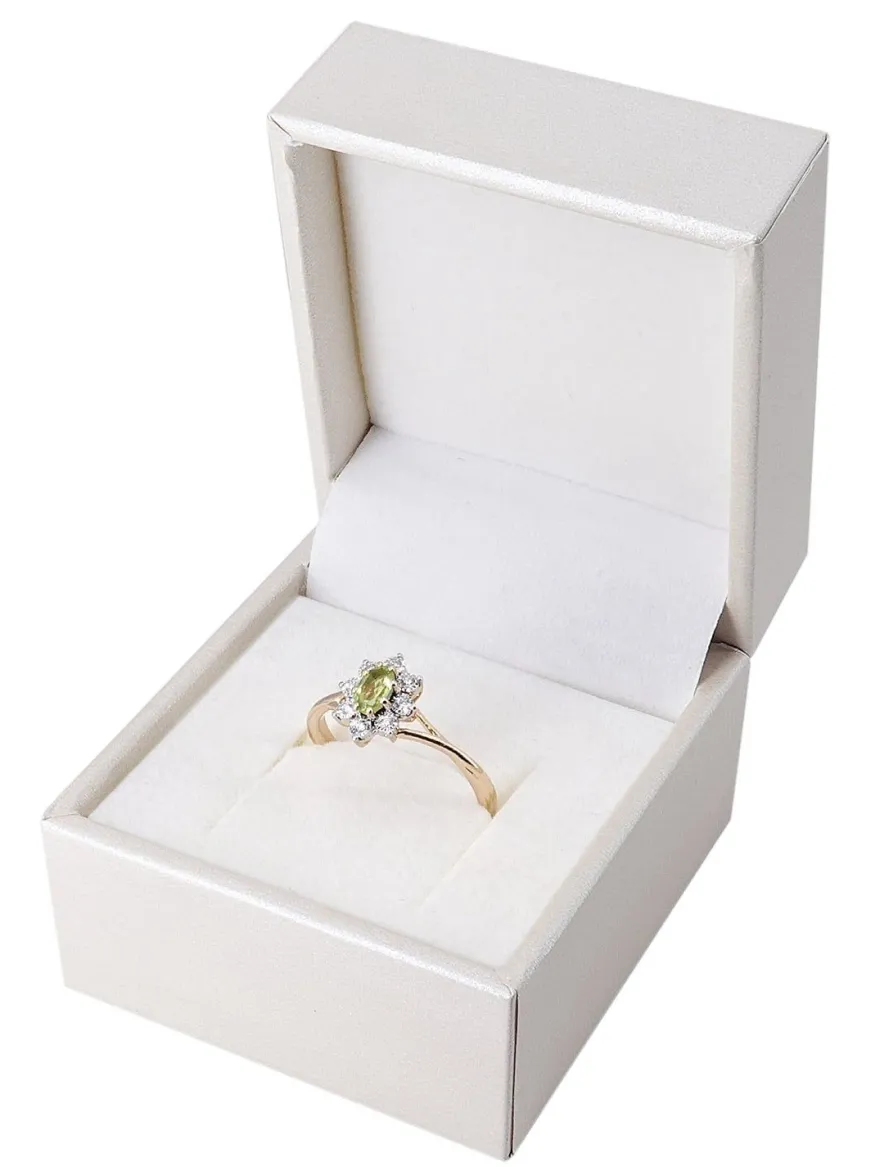 GLIZZ Schmuck Damenring 333 Gold mit Peridot und Lab-Grown Diamanten GL1278