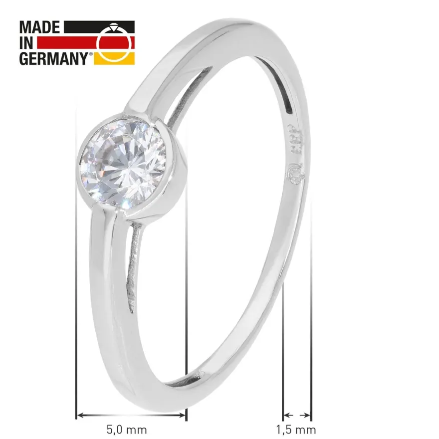 GLIZZ Schmuck Damenring Weißgold 333/8K Solitär-Ring mit Zirkonia GL1670