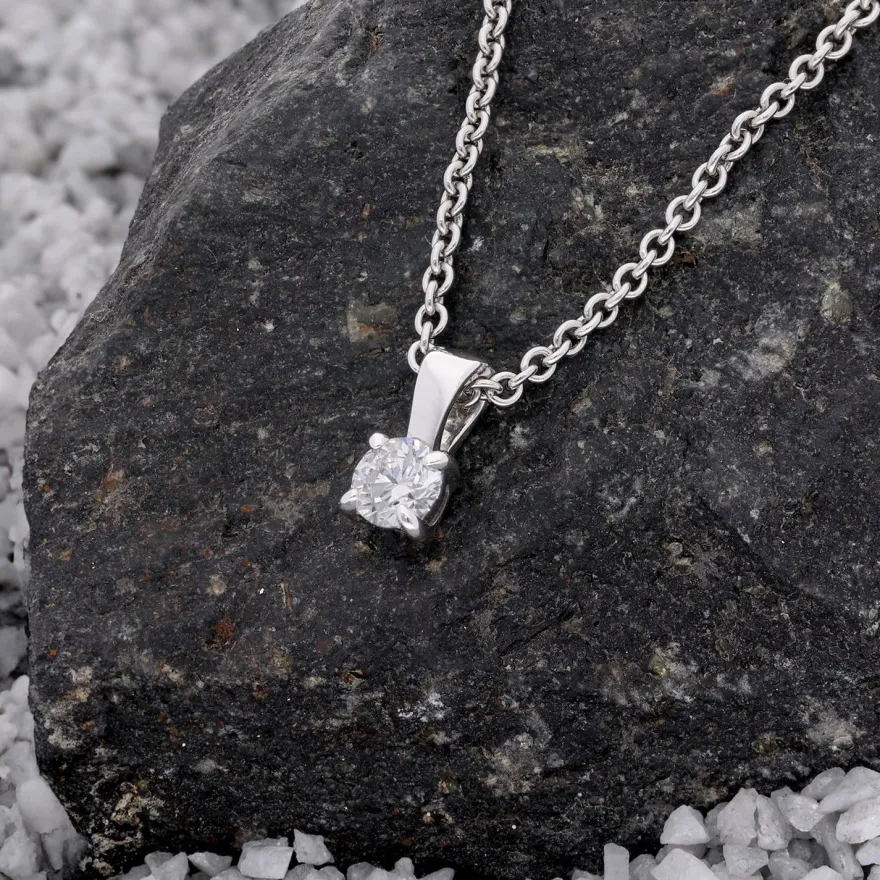 GLIZZ Schmuck Lab Grown Diamant Anhänger 0,25 ct Weißgold an Silberkette GL1069-45
